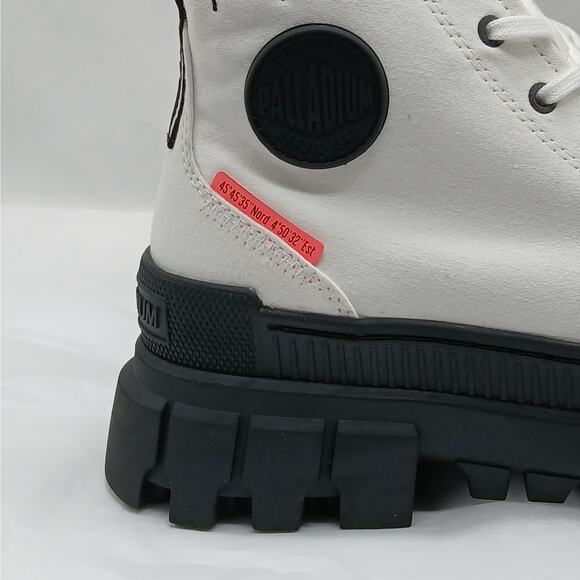 Palladium Revolt Hi TX Combat Boots Women 9 White Chunky Heel Platform Lug Sole - Picture 11 of 13